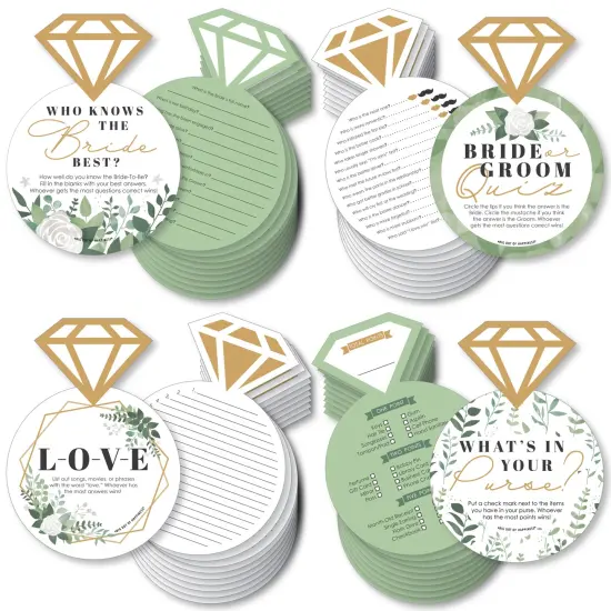 Big Dot of Happiness Boho Botanical Bride - 4 Games - Who Knows The Bride Best, Bride or Groom Quiz,&nbsp;What&rsquo;s in Your Purse and Love - Gamerific Bundle {1}