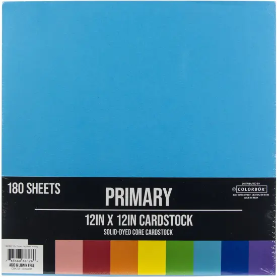 Cardstock Assortment 12"X12" 180/Pkg-Primary {1}