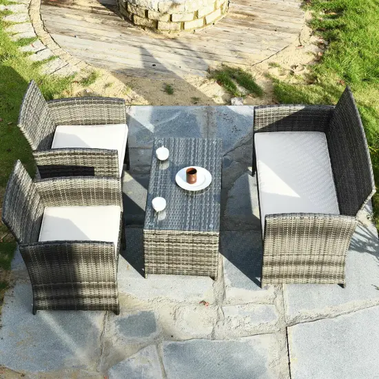 Costway 4PCS Rattan Patio Furniture Set Garden Lawn Sofa Cushioned Seat Mix Gray Wicker {4}