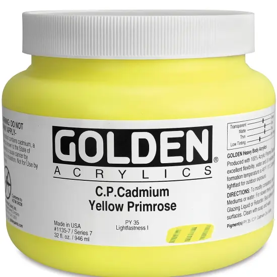 Golden Heavy Body Artist Acrylics - Cadmium Yellow Primrose, 32 oz Jar {2}
