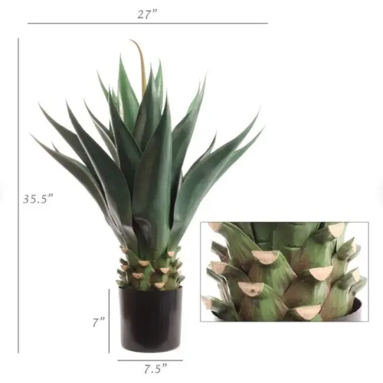 Artful Oasis 35.4" Artificial Agave Plant with 24 Leaves - Lifelike Faux Greenery in Elegant Pot for Home, Office, Living Room Decor - Real Looking Indoor Fake Plant Perfect for Modern Aesthetic Spaces, Floral Home by Artificial Flowers {2}