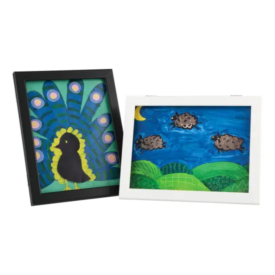 First Impressions Kids Interchangeable Artwork Frame with Storage, 2 Pack, Easy to Change Front Opening, Holds Multiple Pieces, Wall or Tabletop Display, Black and White 9 x 12 {2}