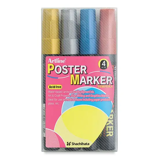 Artline Poster Markers - 4 mm Tip, Metallic Colors, Set of 4 {1}