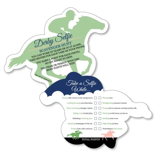 Big Dot of Happiness Kentucky Horse Derby - Selfie Scavenger Hunt - Horse Race Party Game - Set of 12 {1}