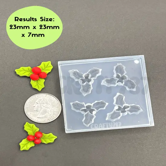 Mistletoe 3D Silicone Mold, Resin Earring Mold (A14) {2}
