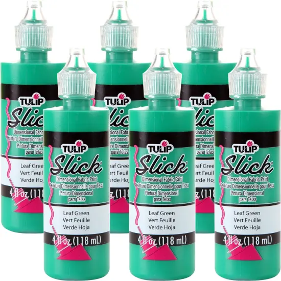 Multipack of 6 - Tulip Dimensional Fabric Paint 4oz-Slick - Leaf Green {1}