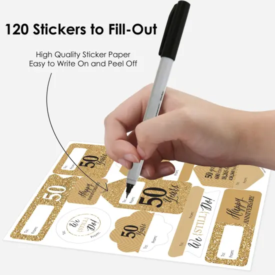 Big Dot of Happiness We Still Do 50th Wedding Anniversary Assorted Anniversary Party Gift Tag Labels To and From Stickers 12 Sheets 120 Stickers {4}