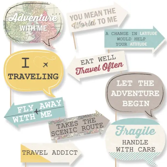 Big Dot of Happiness Funny World Awaits - Travel Themed Photo Booth Props Kit - 10 Piece {1}