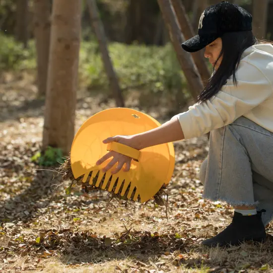 Decorative Pair of Leaf Scoops, Hand Rakes for Lawn and Garden Cleanup Yellow {2}