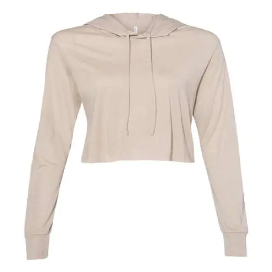 Bella + Canvas&reg; Cropped Long Sleeve Hoodie for Women Tan Triblend {2}