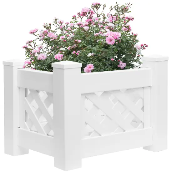 White Vinyl Traditional Fence Design Garden Bed Elevated Screwless Raised Planter Box {2}