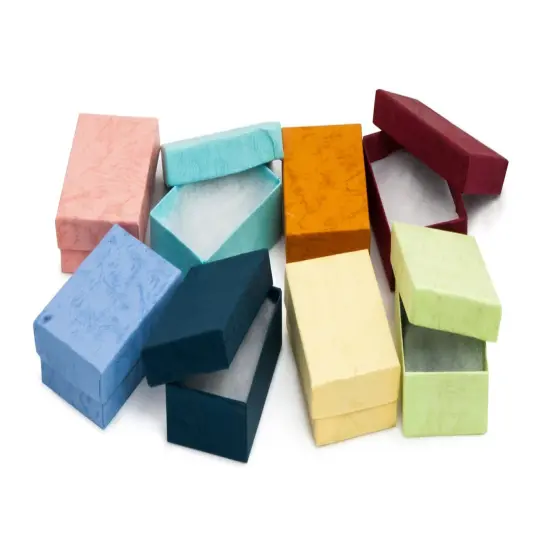 Multi Pastel Color Jewelry Gift Packaging Cotton Filled Box 3" x 2" (Package of 100) {1}