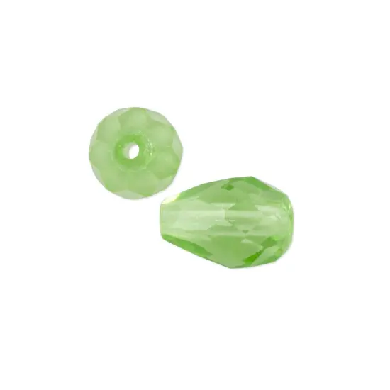 Czech Fire Polished Glass Teardrop Shaped Beads 10x7mm Peridot (Package of 10) {1}