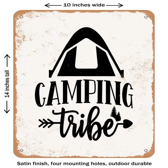 DECORATIVE METAL SIGN - Camping Tribe- Vintage Rusty Look {1}