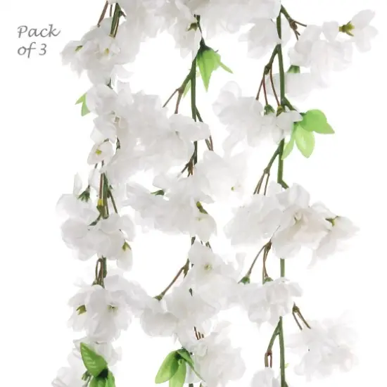 4.5-Foot White Cherry Blossom Garland - Set of 6 Lifelike Silk Flowers & Foliage, Ideal Spring Garlands for Party, Event, Home & Office Decor - Floral Home by Artificial Flowers {4}