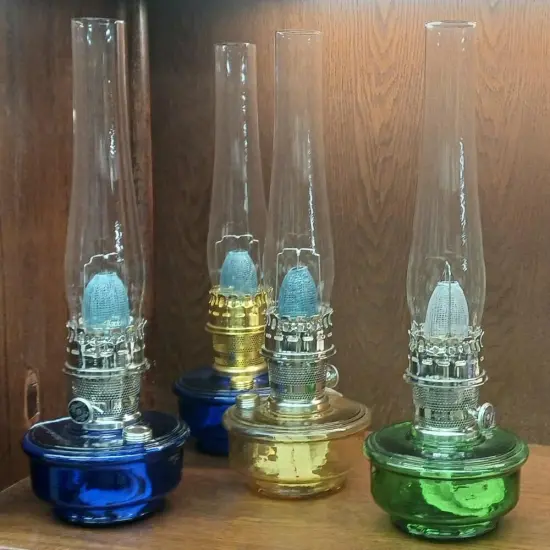 Aladdin Genie III Oil Lamp, Indoor Emergency Lighting for Shelf, Table or Hanging, Glass Bowl with Brass or Nickel Burner {2}