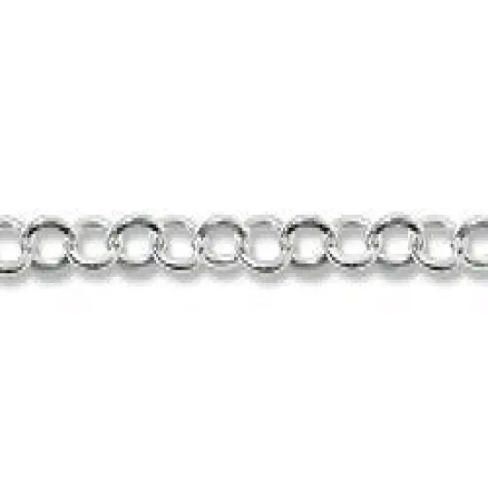Flat Cable Link Chain 1.3mm Sterling Silver (Priced per Foot) - {1}