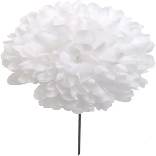 8-Inch White Football Mum Stem Pick - 5-Inch Bloom, Artificial Flower, Home & Event Decor - Perfect for Bouquets, Centerpieces, Year-Round Elegance, Floral Home by Artificial Flowers {1}