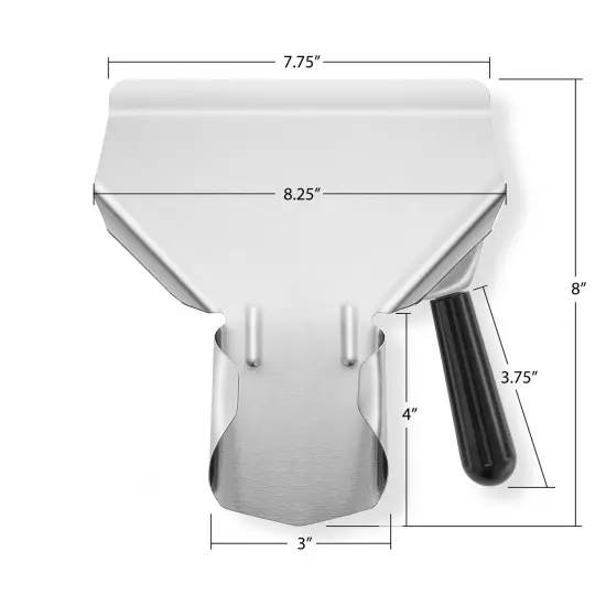 Olde Midway Stainless Steel French Fry Scoop with Right Handle - Commercial Fry Bagger Scooper {5}
