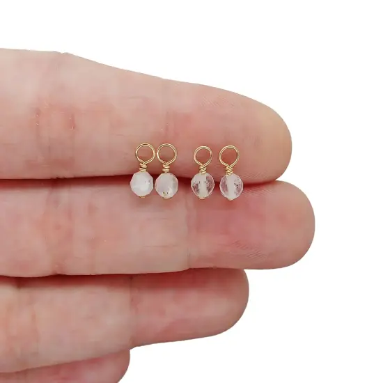 Tiny Moonstone Charms with 14K Gold-Filled Wire, 2 pieces, Adorabilities {2}