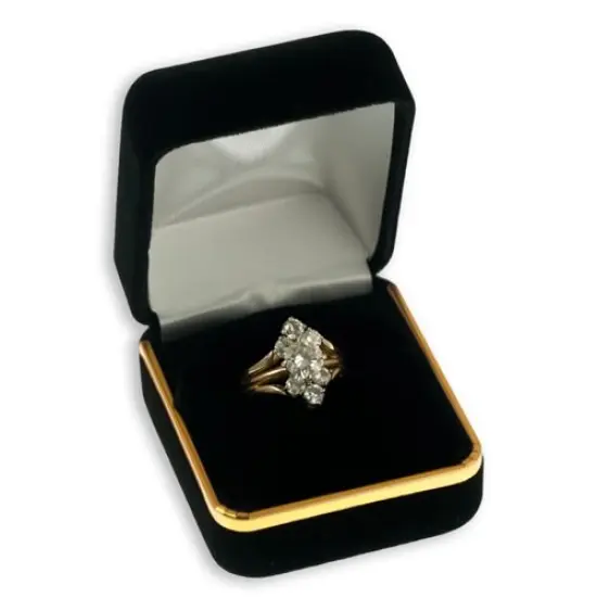 JewelrySupply Ring Box Black with Brass Trim {1}