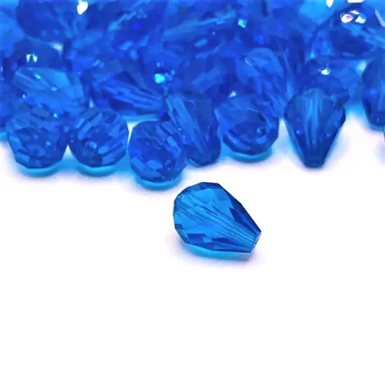 4, 20 or 50 Pieces: 6x8 mm Teardrop Dark Blue Imitation Crystal September Birthstone Beads {1}