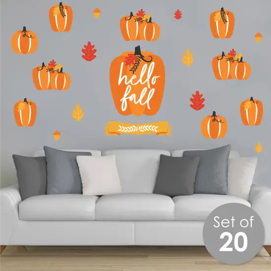 Big Dot of Happiness Fall Pumpkin - Peel and Stick Kitchen and Home Decor Vinyl Wall Art Stickers - Wall Decals - Set of 20 {3}