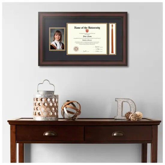 ArtToFrames 8.5x11 inch Diploma Frame with 4x6 Inch Image Opening and Tassel Opening - Framed with Black and Gold Mats, Comes with Regular Acrylic and Sawtooth Hanger for Wall Hanging (DIT-8.5x11) {2}