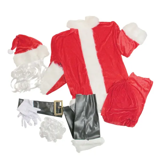 Fun World Red and White Plush Velour Santa Claus Adult Christmas Costume Suit - Plus Size {5}