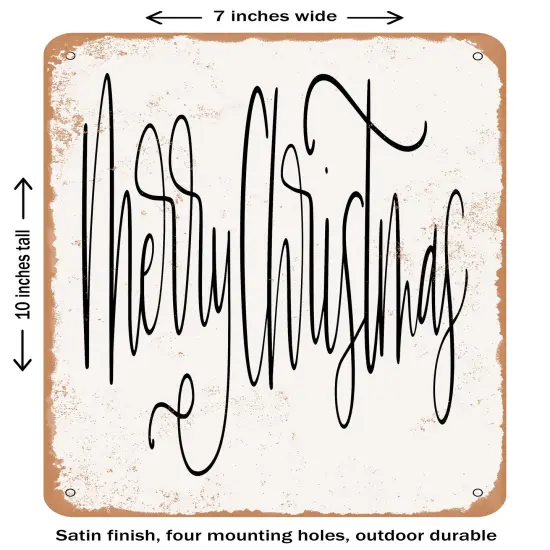 DECORATIVE METAL SIGN - Merry Christmas- Vintage Rusty Look {1}