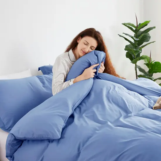 Nestl Double Brushed Microfiber Duvet Cover Set Calm Blue {3}