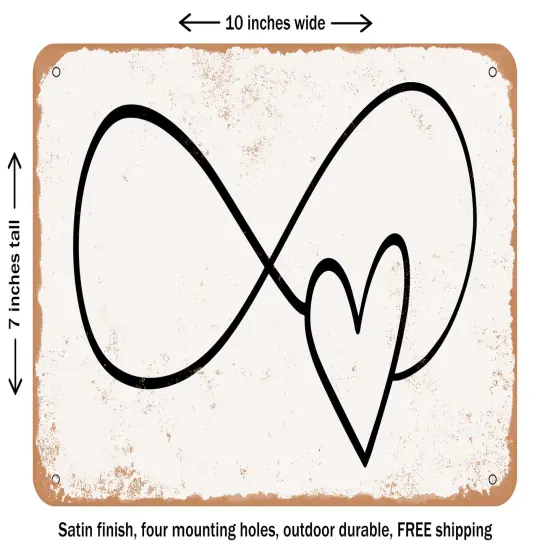 DECORATIVE METAL SIGN - Infinity Heart - Vintage Rusty Look {1}