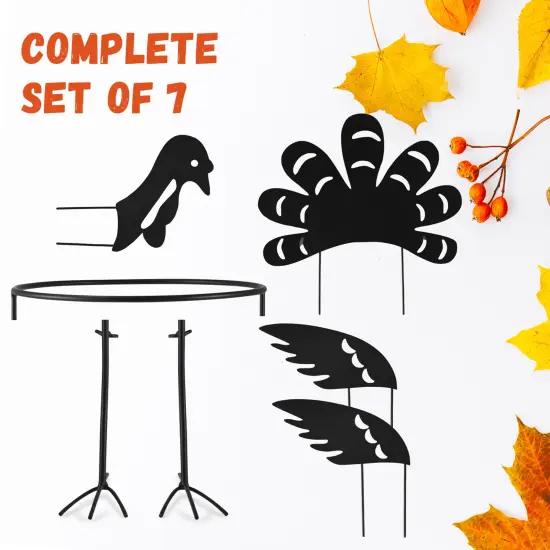 Ornativity Turkey Design Pumpkin Holder - Metal Outdoor Yard Ornament Thanksgiving Garden Decorative Autumn Porch Prop - 1 Set {5}
