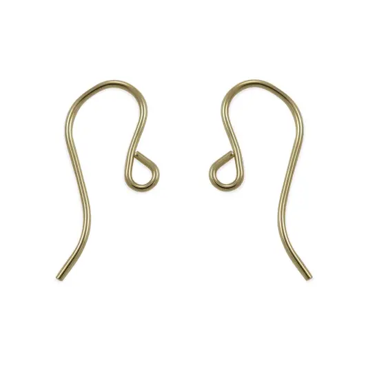JewelrySupply 14k Yellow Gold 18mm Shepherd Hook Ear Wires (1 Pair of 14KT Gold Earrings) {1}
