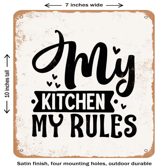 DECORATIVE METAL SIGN - My Kitchen My Rules - 2 - Vintage Rusty Look {2}