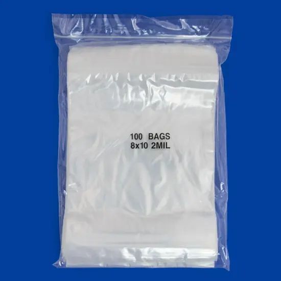 Clear Plastic Reclosable Zipper Bags 8x10 (Package of 100) {3}