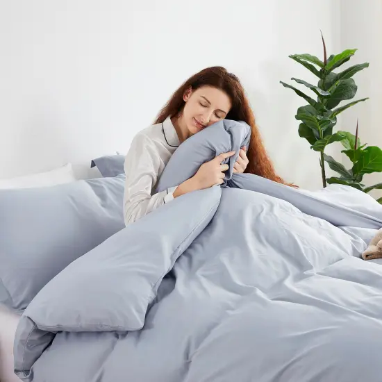 Nestl Double Brushed Microfiber Duvet Cover Set Ice Blue {3}