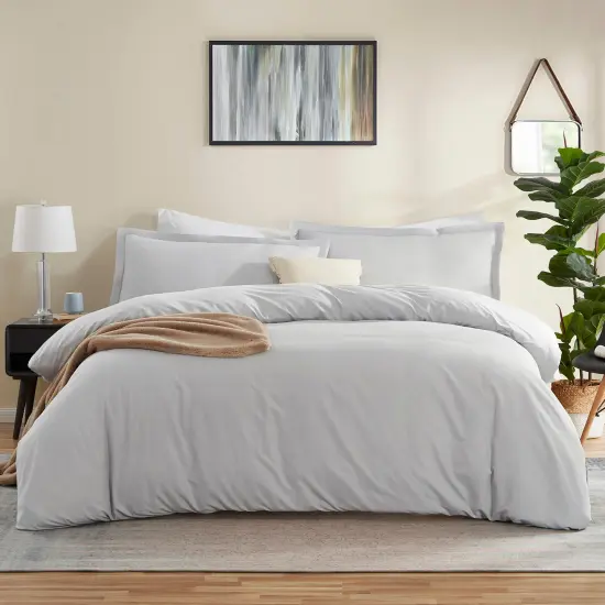 Nestl Double Brushed Microfiber Duvet Cover Set Light Gray {1}