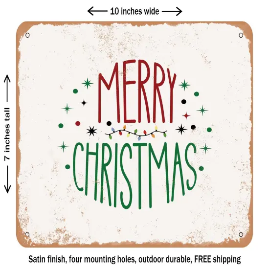 DECORATIVE METAL SIGN - Merry Christmas - 9 - Vintage Rusty Look {1}