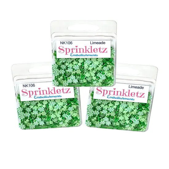 Buttons Galore Sprinkletz Embellishments for Crafts, Tiny Polymer Clay Shapes & Unique Designs - Limeade - 3 Pack {1}