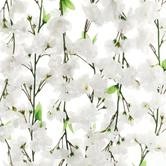4.5-Foot White Cherry Blossom Garland - Set of 6 Lifelike Silk Flowers & Foliage, Ideal Spring Garlands for Party, Event, Home & Office Decor - Floral Home by Artificial Flowers {1}