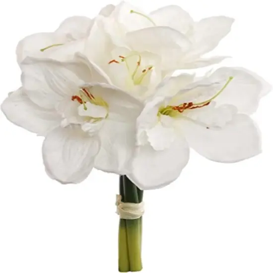 Set of 24 Exquisite 12" White Amaryllis Bundles - Artificial Indoor/Outdoor Floral Decor for Home, Office, and Special Events, Floral Home by Artificial Flowers {1}