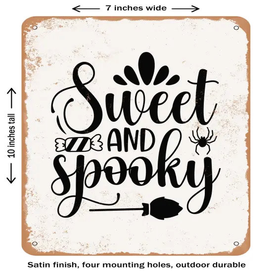 DECORATIVE METAL SIGN - Sweet and Spooky2- Vintage Rusty Look {1}