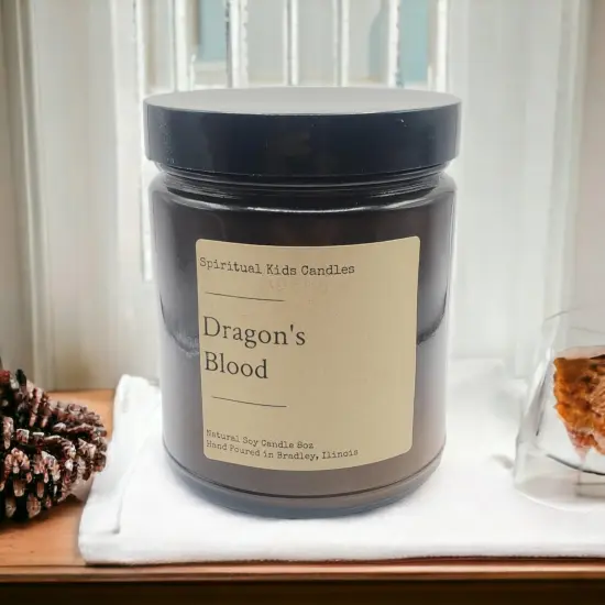 Dragon's Blood Soy Candle 8oz 35-40 Hours Hand Poured with All Natural Soy Wax and Fragrant/ Essential Oils! {4}