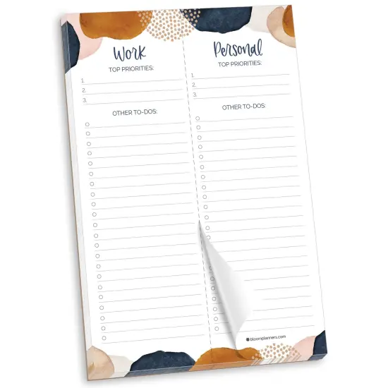 bloom daily planners Planning Pad, 6" x 9", Work & Personal To-Do List, Earthy Abstract {1}