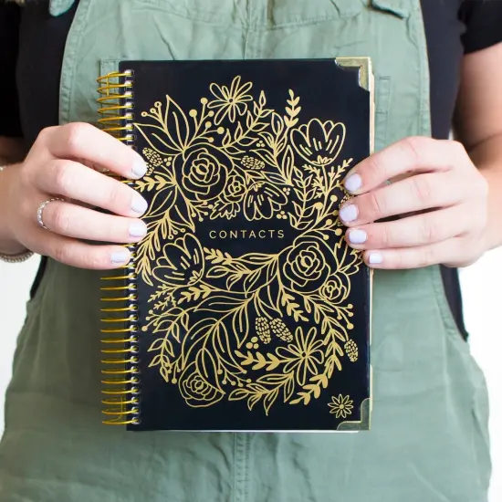 bloom daily planners Contact Book, 6" x 8.25", Gold Embroidery {2}