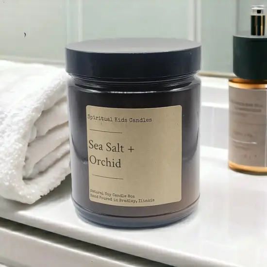 Sea Salt & Orchid Soy Candle 8oz 35-40 Hours Poured with All Natural Soy wax and Fragrant/Essential Oils! | Floral Candle {2}