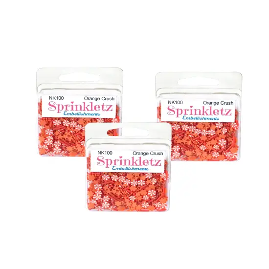 Buttons Galore Sprinkletz Embellishments for Crafts, Tiny Polymer Clay Shapes & Unique Designs - Orange Crush- 3 Pack {1}