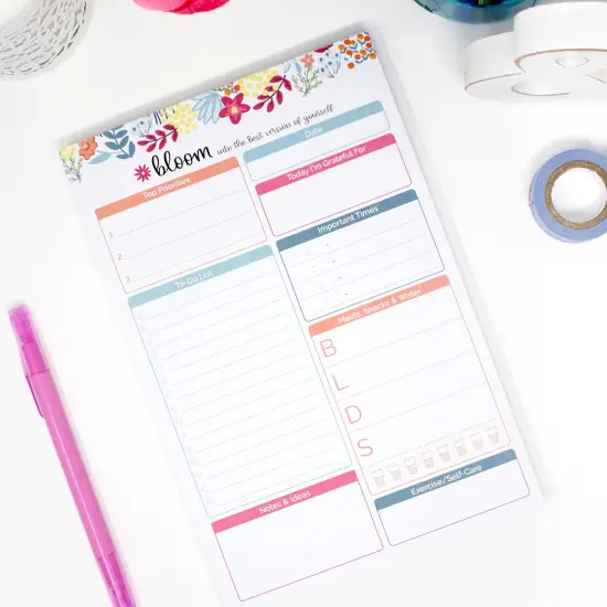 bloom daily planners Planning Pad, 6" x 9", Daily Planning System, Floral Dots {2}
