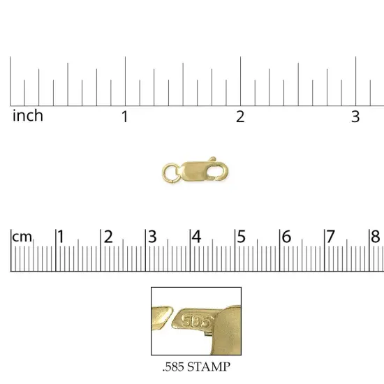 Jewelry Lobster Claw Clasp 14x6mm 14 Karat Solid Yellow Gold {2}
